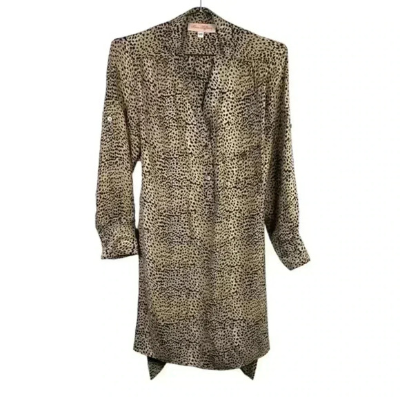Mara Hoffman Silk Leopard Animal Print Button Down Mini Dress - Picture 2 of 10